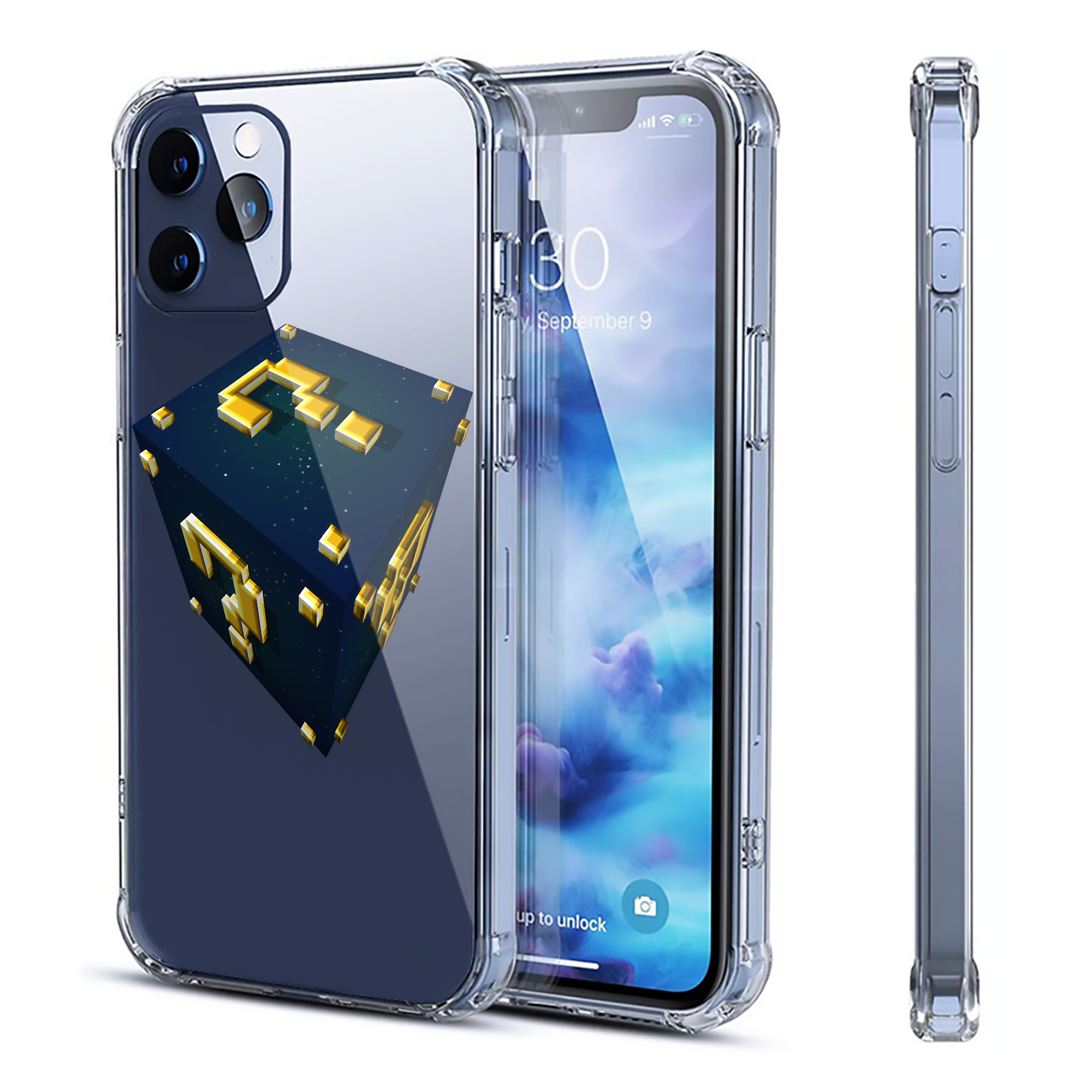 （画像用） マインクラフト ブロックの世界 Minecraft MC Block world 【iPhone 12シリーズ対応】透明スマホケース（クリアソフトケース）